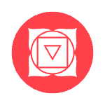 symbol showing in the red colour of the Root Chakra
