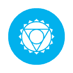 Symbol and light blue colour of the Throat Chakra